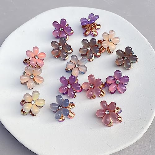 LIVECOOL10Pcs Small Colorful Hair claw clips with Floral Design, Beautiful Clutcher Barrettes,Decorative Hair Accessories for Women,Girls and Kids for Festival(Colourful Daisy peral 10 Pcsa) - Image 3