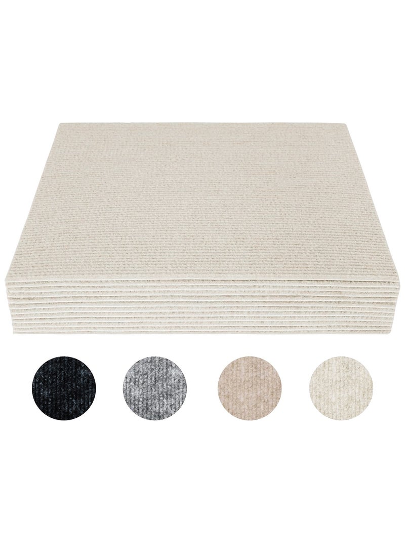 MileMelo - Peel and Stick Carpet Tiles,Self-Adhesive Square Soft Floor Tiles,12inx12in DIY Washable Tiles Carpet,for Bedroom,Dining Room(Size:10pcs,Color:Beige) - Image 1