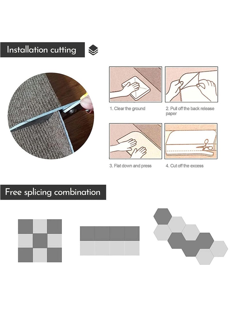 MileMelo - Peel and Stick Carpet Tiles,Self-Adhesive Square Soft Floor Tiles,12inx12in DIY Washable Tiles Carpet,for Bedroom,Dining Room(Size:10pcs,Color:Beige) - Image 1