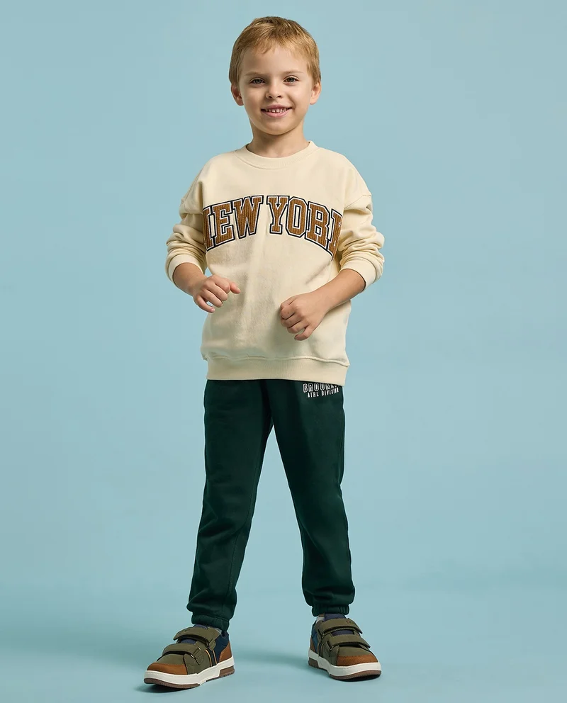 R&b Applique Sweatshirt with Crew Neck and Long Sleeves