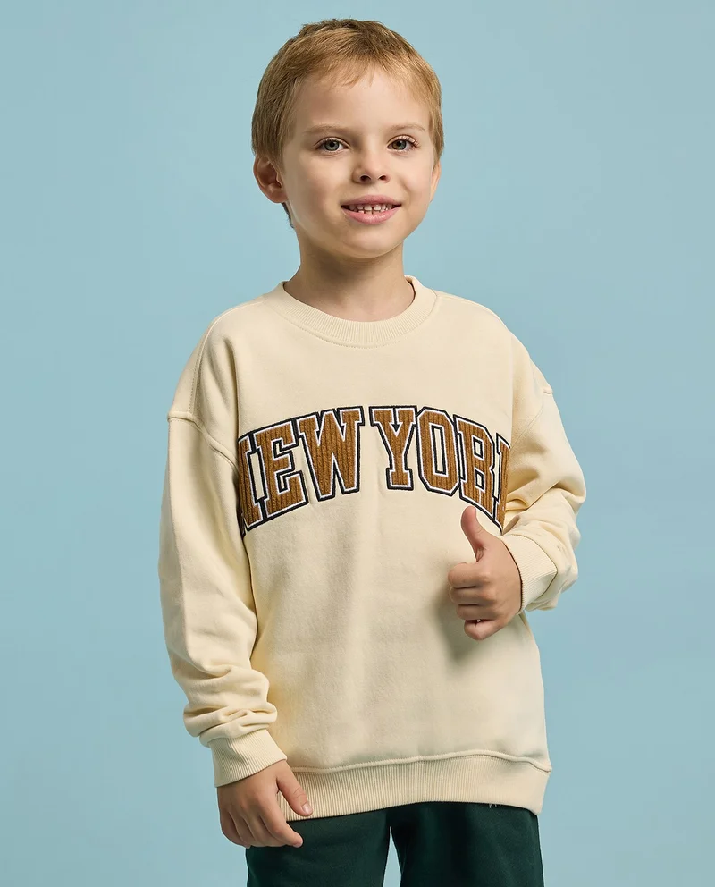 R&b Applique Sweatshirt with Crew Neck and Long Sleeves