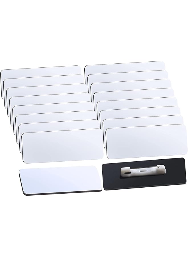 erorex 16 Pieces Sublimation Name Tag Diy Blank Id Name Badge With Round Corners Pin Custom Personalized Name Tag For School Office 1.5 X 3 Inch - Image 1