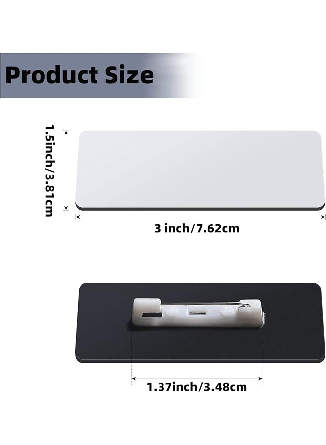 erorex 16 Pieces Sublimation Name Tag Diy Blank Id Name Badge With Round Corners Pin Custom Personalized Name Tag For School Office 1.5 X 3 Inch - Image 2