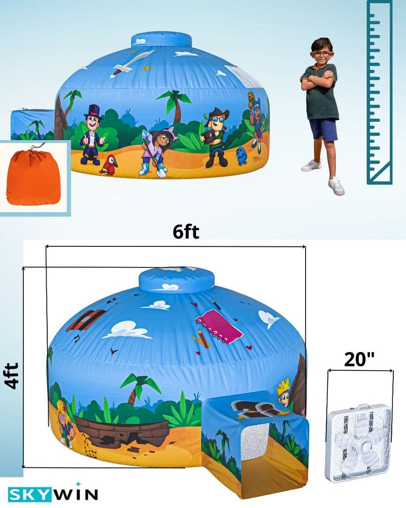 Skywin Air Tent for Kids 77 x 50 Builds in 30 Sec Toddler Tents Indoor for Imaginative Play Spacious Kids Forts Indoor Playhouse for Boys  Girls Ages 314 Fan Not Incl Blox Fortress - Image 3