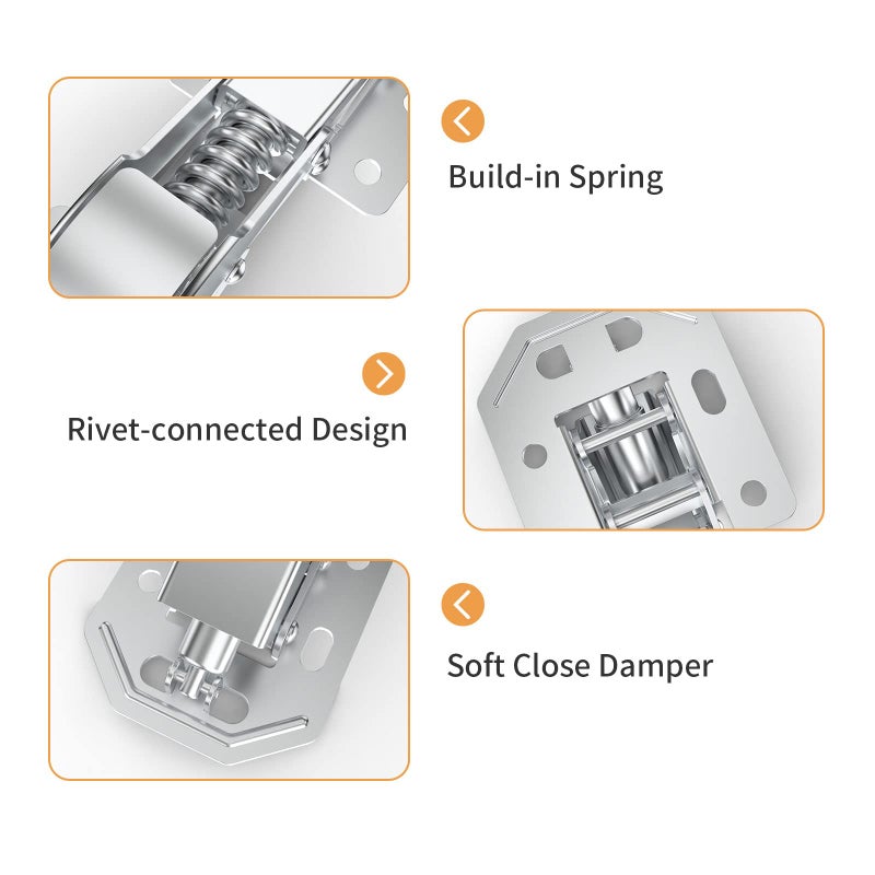 Chibery 4 Pack 90 Degree Soft Close Surface Mount Spring Hinges, Easy Installation No Pre-drilled, Noiseless Frameless Hidden Concealed Kitchen Cabinet Hinge for Cupboard Folded Replacement Hardware - Image 5