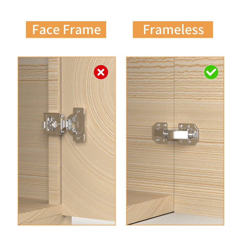 Chibery 4 Pack 90 Degree Soft Close Surface Mount Spring Hinges, Easy Installation No Pre-drilled, Noiseless Frameless Hidden Concealed Kitchen Cabinet Hinge for Cupboard Folded Replacement Hardware - Image 2