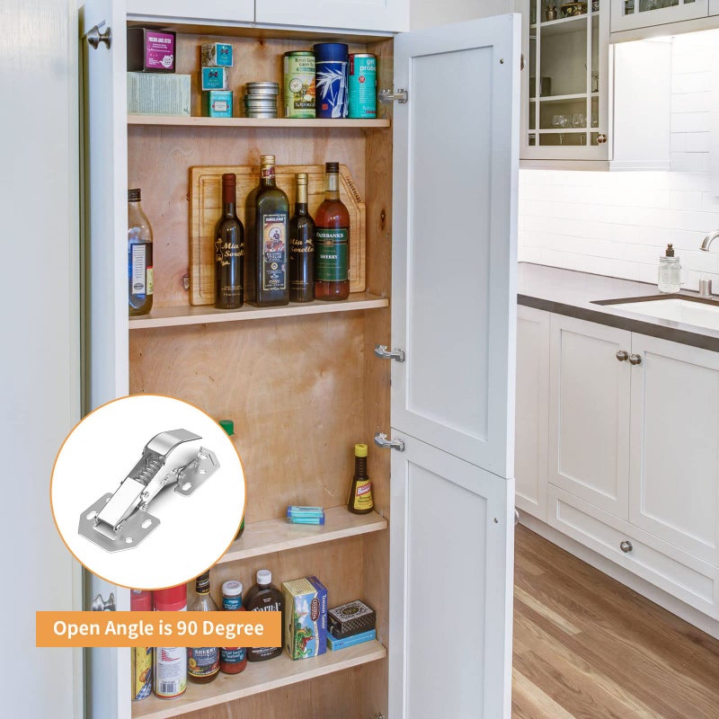 Chibery 4 Pack 90 Degree Soft Close Surface Mount Spring Hinges, Easy Installation No Pre-drilled, Noiseless Frameless Hidden Concealed Kitchen Cabinet Hinge for Cupboard Folded Replacement Hardware - Image 3