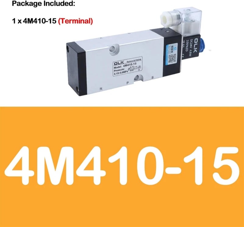 4M210-08 4M310-08 4M410-10 2 Position 3 Port Five Way Pneumatic Electric Solenoid Valve Control Air Valve Electromagnetic.(4M410-15 Only Valve,DC24V) - Image 2
