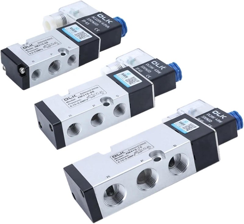 4M210-08 4M310-08 4M410-10 2 Position 3 Port Five Way Pneumatic Electric Solenoid Valve Control Air Valve Electromagnetic.(4M410-15 Only Valve,DC24V) - Image 1