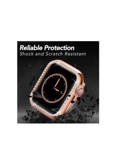 Generic Bumper Diamond Case Compatible with Apple Watch Series 8 Series 7 45mm, Bling Crystal Diamonds PC Plastic Protector Case Cover Frame For Apple Watch Series 8/7 45 mm (Rose Gold)  - Image 2