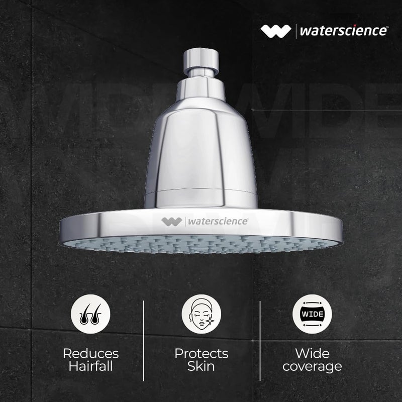 WaterScience Acrylonitrile Butadiene Styrene Cleo Rain Shower Filter For Hard Water With Shower Arm | 8 Inch Shower Head Chrome | Water Softener For Bathroom - Image 3