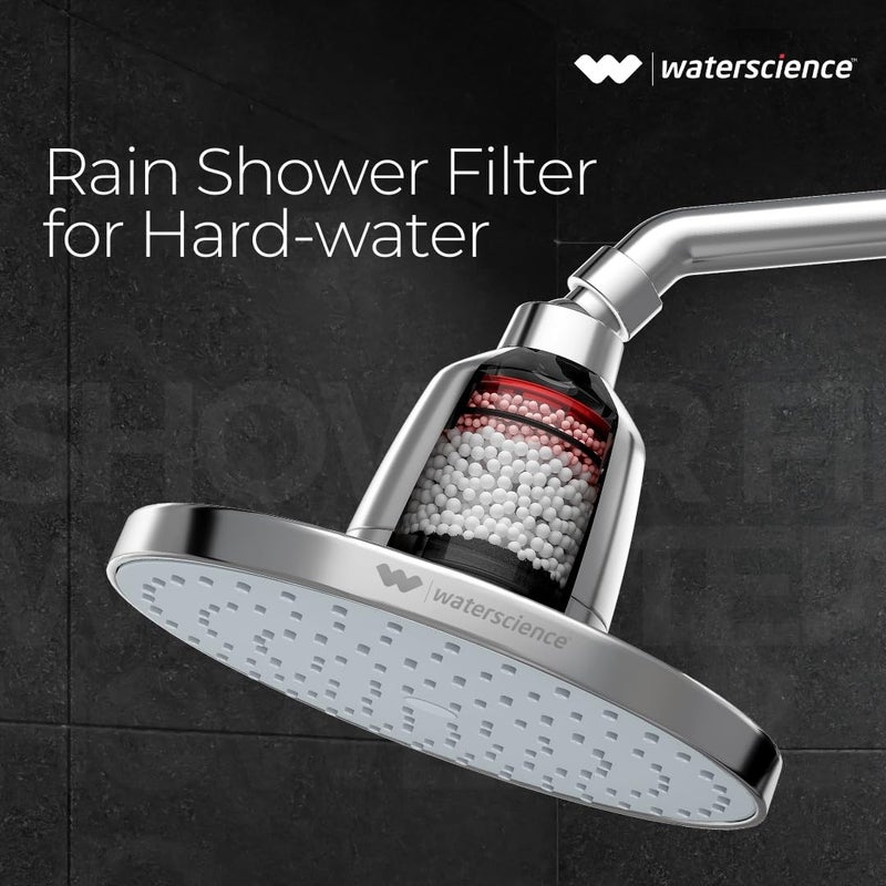 WaterScience Acrylonitrile Butadiene Styrene Cleo Rain Shower Filter For Hard Water With Shower Arm | 8 Inch Shower Head Chrome | Water Softener For Bathroom - Image 2
