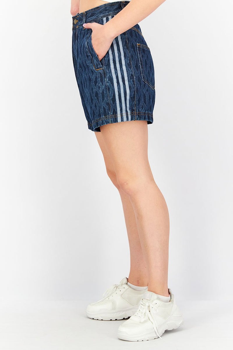 adidas Originals Adidas Originals x Ivy Park Women Sportswear Fit Denim Shorts, Blue  - Image 2