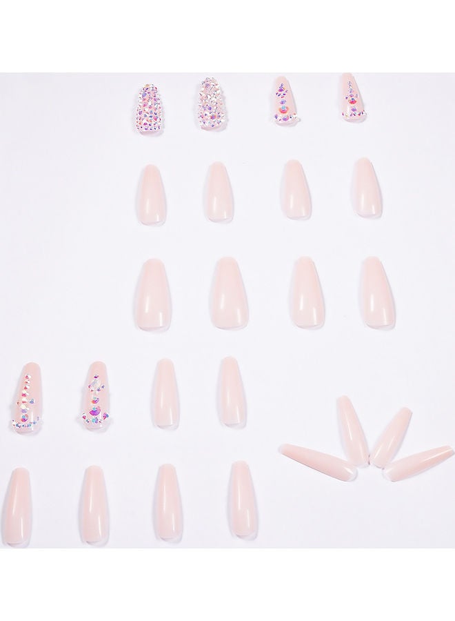 NIBEMINENT 24-Piece Removable False Nail Glossy Set Pink - Image 1