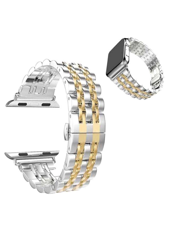 NIBEMINENT Replacement Band For Apple Watch Series 3/4/5 Silver/Gold  - Image 3