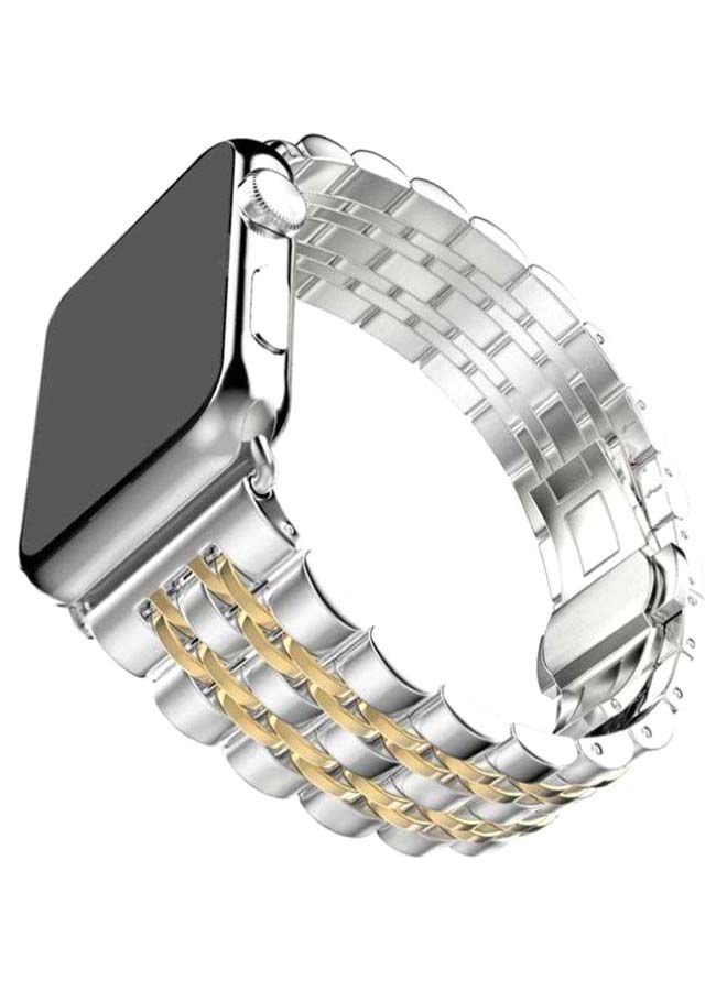 NIBEMINENT Replacement Band For Apple Watch Series 3/4/5 Silver/Gold  - Image 4