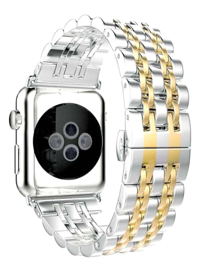 NIBEMINENT Replacement Band For Apple Watch Series 3/4/5 Silver/Gold  - Image 2