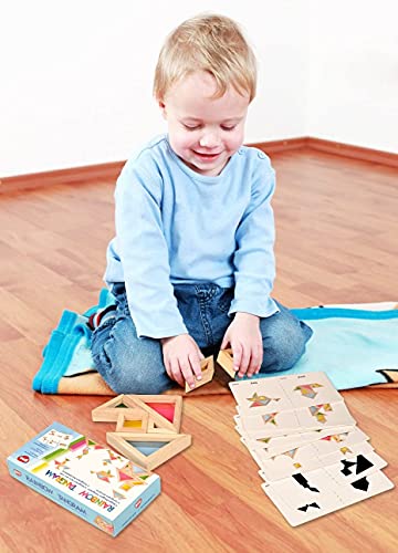 BOHS Translucent Tangram with Multilingual Activity Cards 1 Inch Thickness Preschool Gift Kids Kindergarten Light Table AccessoriesWindow Puzzle Toys - Image 5