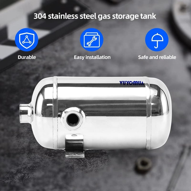 VUYOMUA 304 Stainless Steel High Pressure Mini Small Portable Air Tank Air Reservoir Water Storage Tank (0.5L-SG) - Image 4