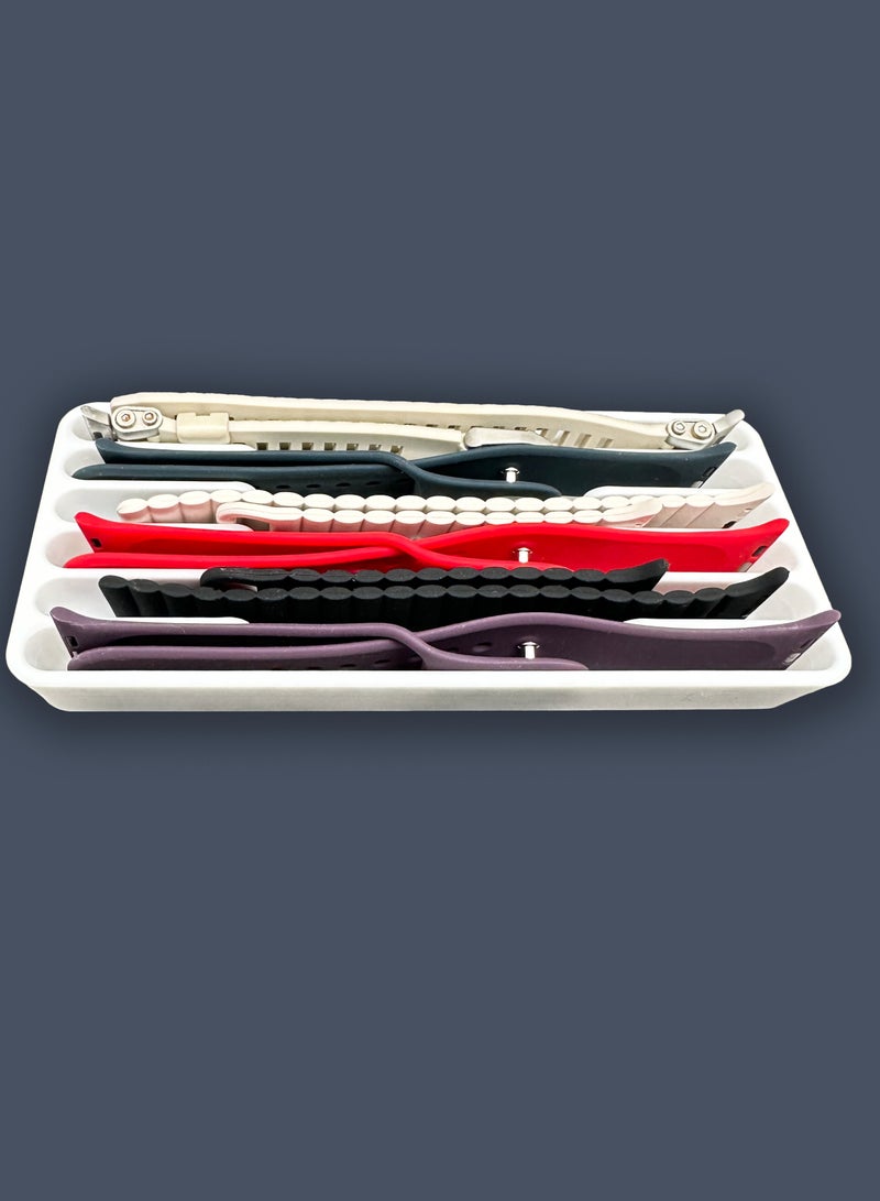 Samu Watch Strap Organizer, Universal iwatch Strap Organizer, Holds 6 Straps, White  - Image 3