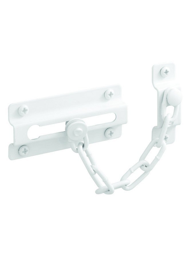 Prime-Line U 9852 Chain Door Guard, Stamped Steel w/Steel Chain, White Painted Finish (Single Pack) - Image 1