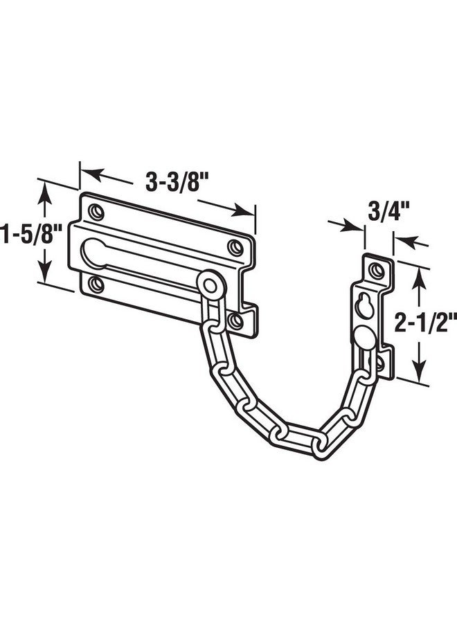 Prime-Line U 9852 Chain Door Guard, Stamped Steel w/Steel Chain, White Painted Finish (Single Pack) - Image 2