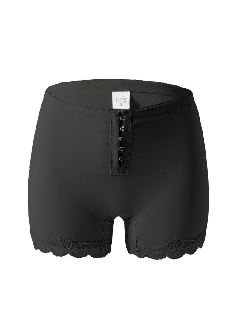 Loquat High Waisted Lace Stitching Body Shaper Briefs Pants Solid Color Shapewear for Women Seamless Underwear Black  - Image 2