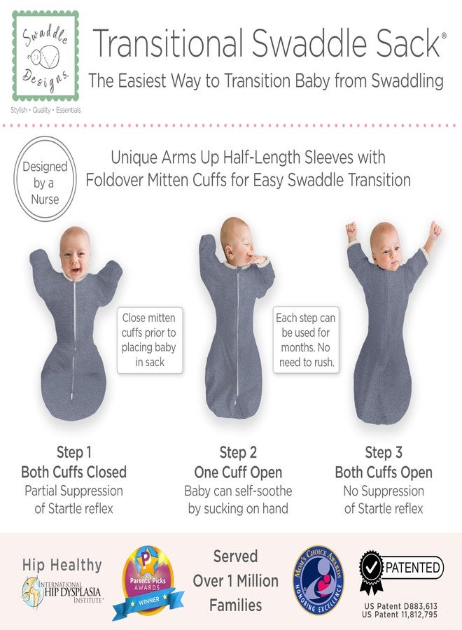 سوادل ديزاينز كيس لف الأطفال الانتقالي من SwaddleDesigns بأكمام نصفية وأساور على شكل قفازات، مصنوع من قماش الدنيم الممزوج بنقاط البولكا، صغير، من 0 إلى 3 أشهر، من 6 إلى 14 رطلاً (نوم أفضل، انتقال سهل إلى اللفافة) - Image 3