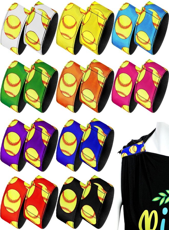 Yinder 10 Pairs Softball Sleeve Holders Sports Shirt Ties Sleeve Straps Clips for Baseball Soccer Sports Activities 10 Colors(Softball) - Image 1