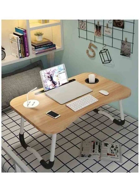 Portable Folding Laptop Table With Cup Holder And Ipad Brown
