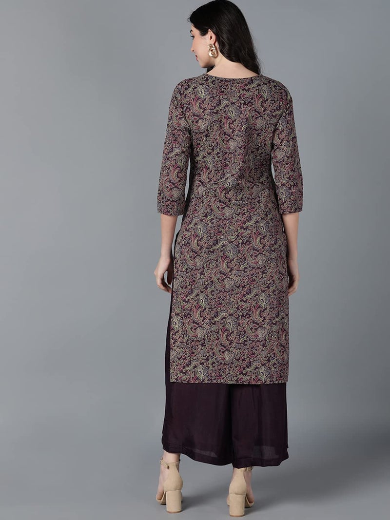 Vaamsi Women's Cotton Printed Kurta (VCK8567_M_Purple) - Image 4