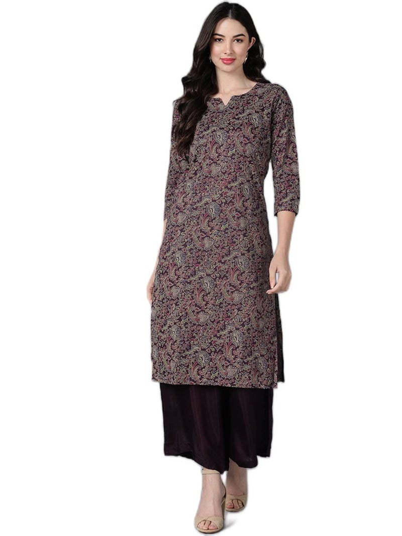 Vaamsi Women's Cotton Printed Kurta (VCK8567_M_Purple) - Image 1
