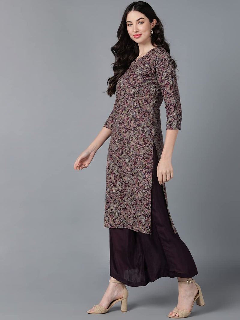 Vaamsi Women's Cotton Printed Kurta (VCK8567_M_Purple) - Image 3