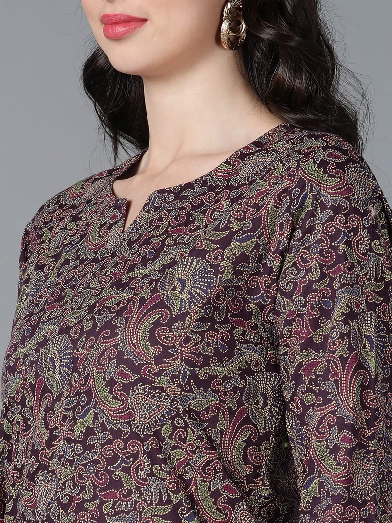 Vaamsi Women's Cotton Printed Kurta (VCK8567_M_Purple) - Image 2