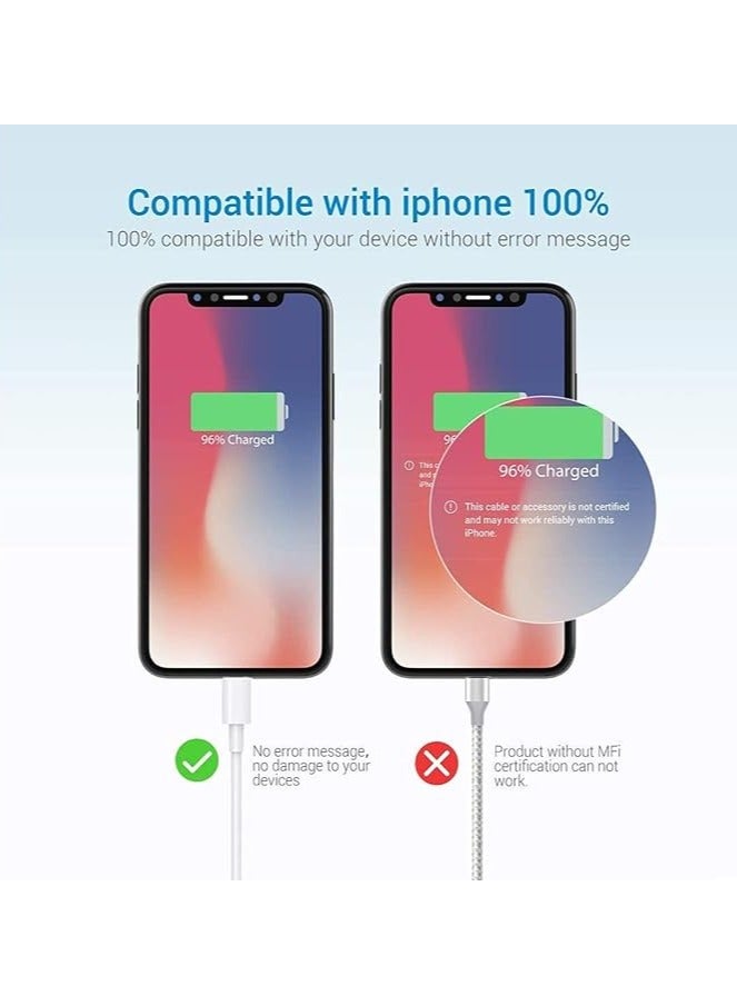 Lightning to USB Cable Compatible iPhone 13/12/11 Pro Max/XS MAX/XR/XS/X/8/7/Plus/6S iPad AirPods,iPod Touch (2M/6.6FT)  - White  - Image 3