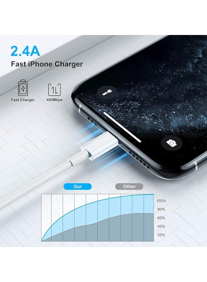 Lightning to USB Cable Compatible iPhone 13/12/11 Pro Max/XS MAX/XR/XS/X/8/7/Plus/6S iPad AirPods,iPod Touch (2M/6.6FT)  - White  - Image 4
