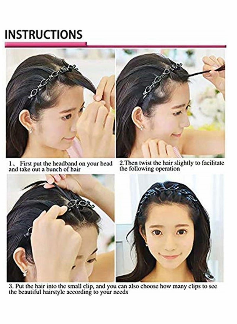 Loquat Headband Hair Pin, 7 Pack Hairstyle Hairpin, DIY Hair Bands, Double Bangs Hairstyle Hairpin, Non-slip Double Layer Twist Plait Headband Hair Styling Tools for Women Girl - Image 5