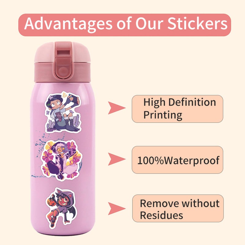 Cannity 50PCS The Owl House Water Bottle Stickers for Kids, Cute Stickers for Water Bottles, Vinyl Waterproof Aesthetic Laptop Sticker Pack Classroom Prizes Skateboard for Kids Teens Girls Students - Image 4