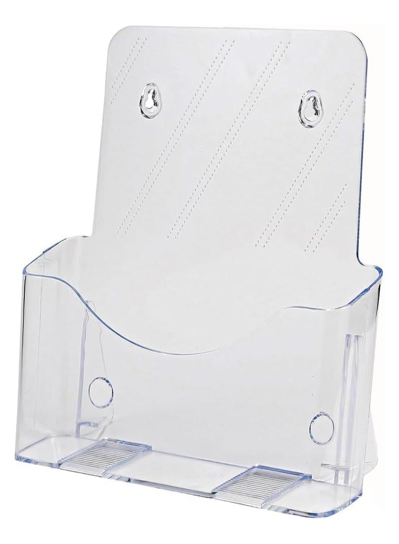 MARKQ [1 طبقة] حامل كتيبات أكريليك - حامل واضح للمنشورات والنشرات لعرض الكتيبات والمستندات والأدبيات، حامل للتثبيت على الحائط أو الطاولة - Image 1