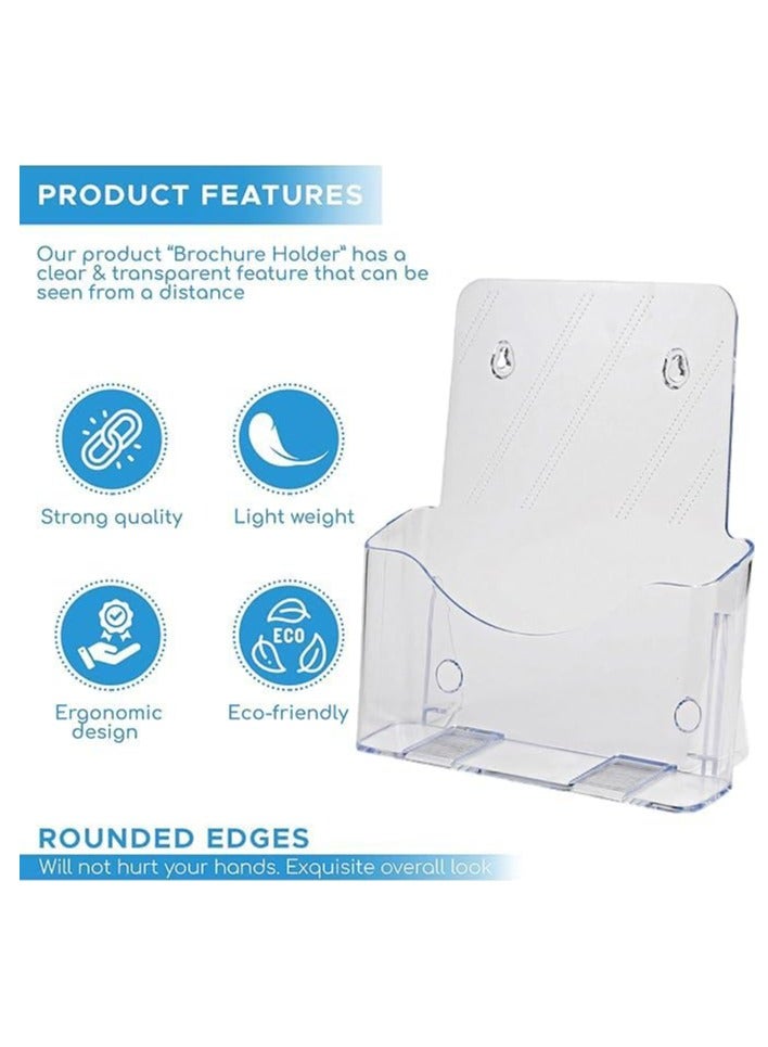 MARKQ [1 طبقة] حامل كتيبات أكريليك - حامل واضح للمنشورات والنشرات لعرض الكتيبات والمستندات والأدبيات، حامل للتثبيت على الحائط أو الطاولة - Image 2