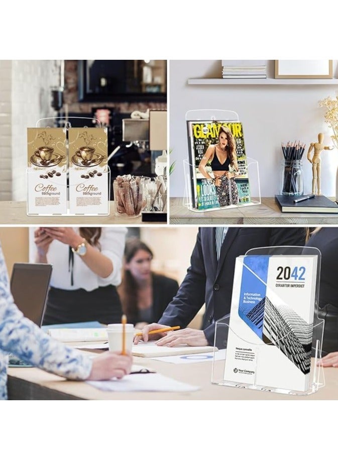 MARKQ [1 طبقة] حامل كتيبات أكريليك - حامل واضح للمنشورات والنشرات لعرض الكتيبات والمستندات والأدبيات، حامل للتثبيت على الحائط أو الطاولة - Image 5