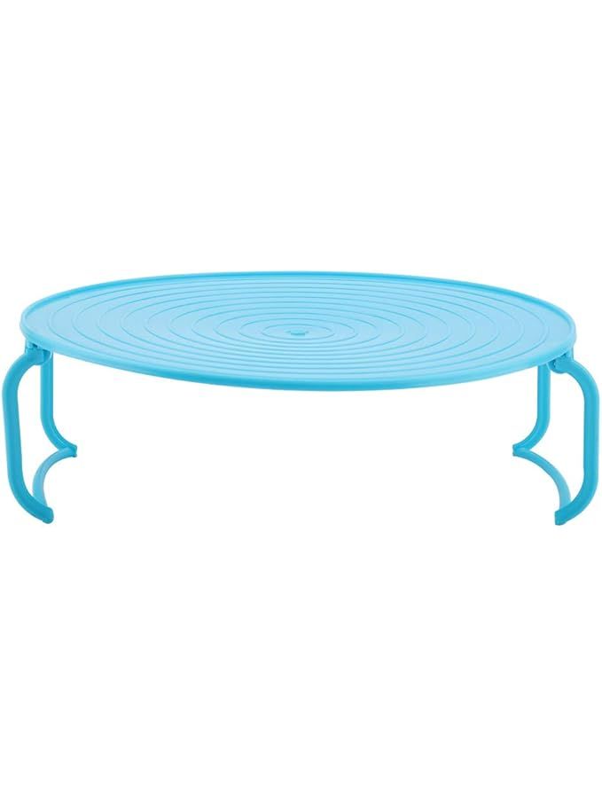 Foldable Microwave Rack Blue Plastic Oven Accessory Heat Two Foods Simultaneously - Image 1