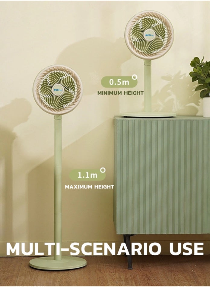 مودي مروحة أرضية محمولة 2 في 1 مقاس 10 بوصات - ارتفاع قابل للتعديل، مروحة أرضية هادئة متأرجحة بزاوية 90 درجة، 3 مستويات سرعة، مروحة أرضية محمولة بخمس شفرات للمنزل والمكتب - Image 1