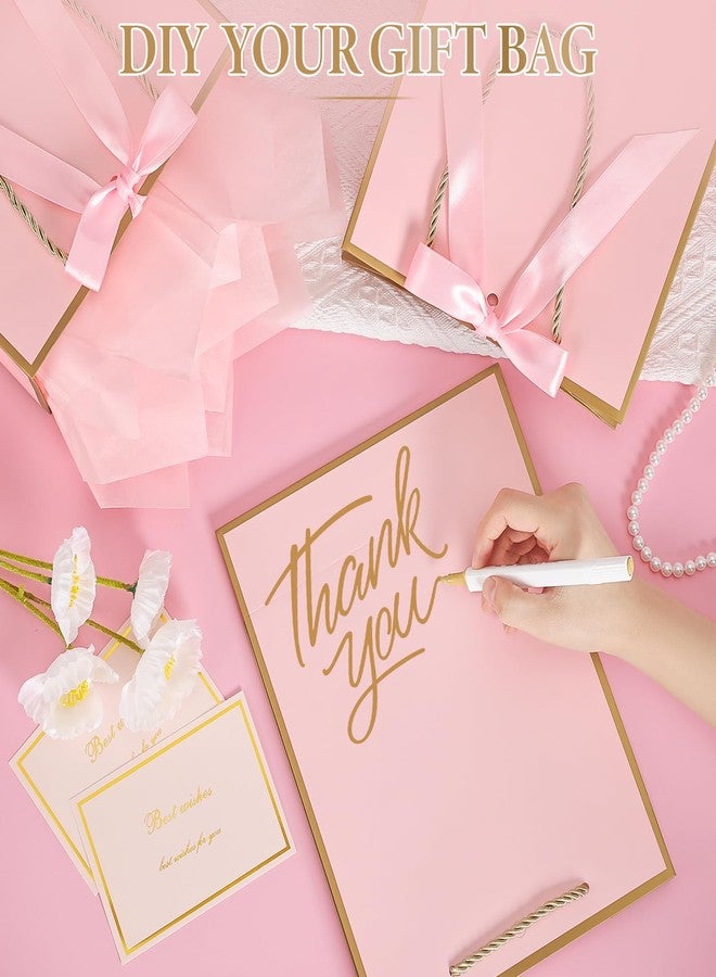 YoungTree Medium Mothers Day Gift Bag with Ribbon and Greeting Card 2 Tissue Papers,Mothers Day Bag,Paper Birthday Gift Bag with Handles,Present Bags for Mother's Day Wedding Party Supplies(Pink-Gold) - Image 2