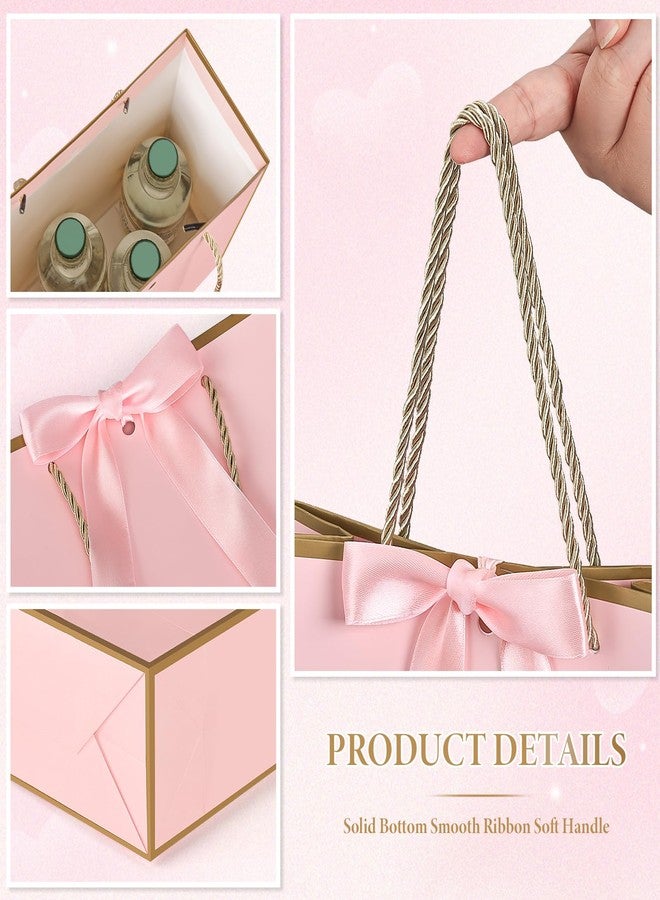 YoungTree Medium Mothers Day Gift Bag with Ribbon and Greeting Card 2 Tissue Papers,Mothers Day Bag,Paper Birthday Gift Bag with Handles,Present Bags for Mother's Day Wedding Party Supplies(Pink-Gold) - Image 4
