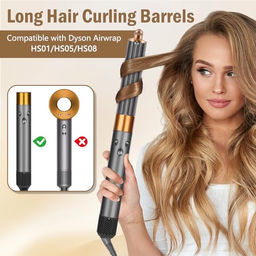MengTiger 40mm/1.6" Long Barrel Attachment for Dyson Airwrap HS01/HS05/HS08 | Auto-Wrap Dual Rotation Curling Iron for Dyson Airwrap Attachments, Creates Voluminous Curls & Loose Waves - Image 2