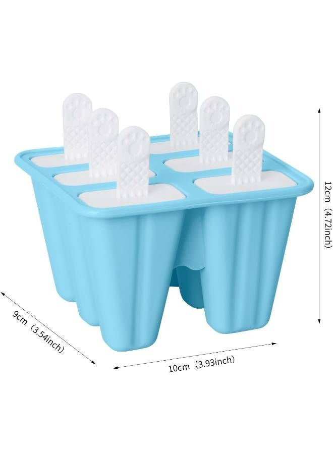 Ice Lolly Mould 6 Pieces Reusable Silicone Popsicle Mold Easy to Remove Ice Lolly Maker - BPA Free Ice Pop Mould (Blue)  - Image 3
