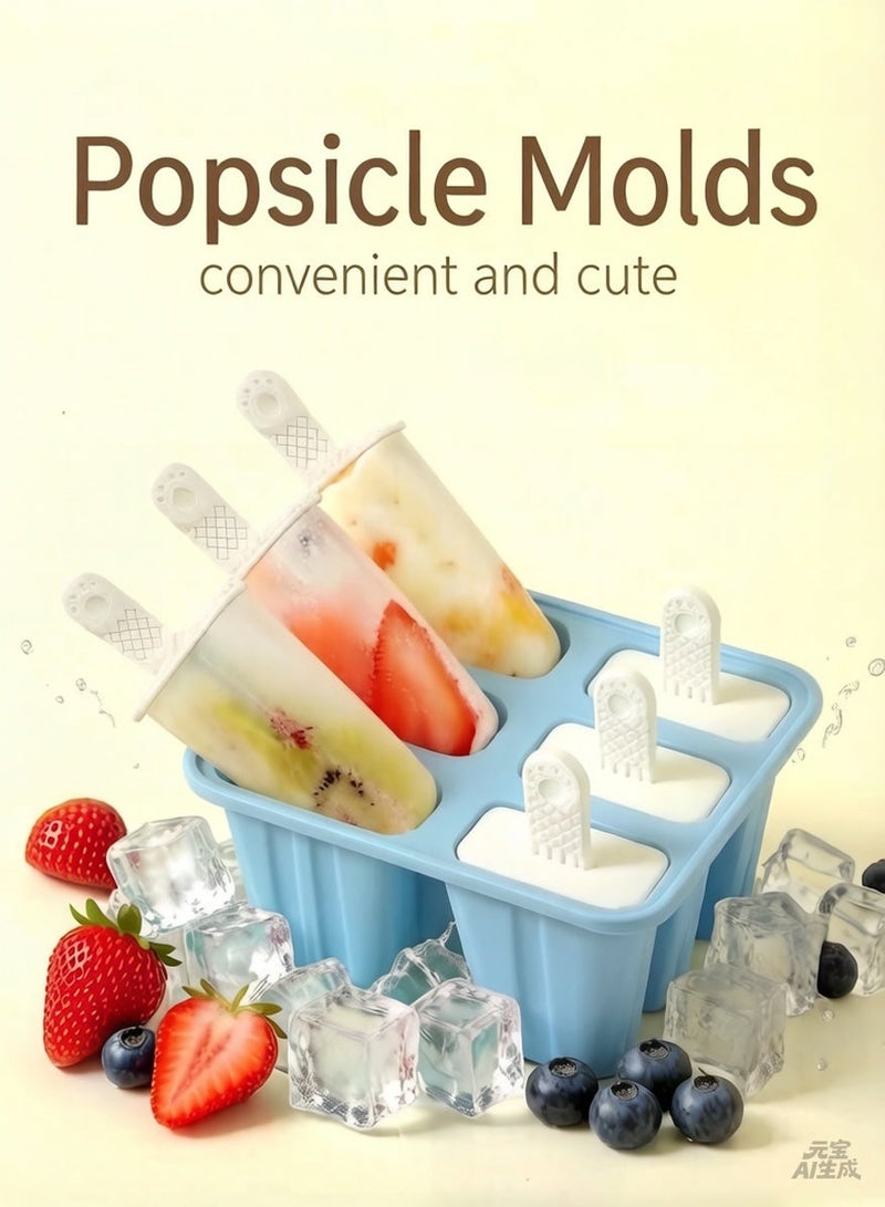 قالب المصاصات السيليكون القابل لإعادة الاستخدام سهل الإزالة - صانع المصاصات الثلجية - قالب ثلج خالٍ من مادة BPA (أزرق) - Image 1