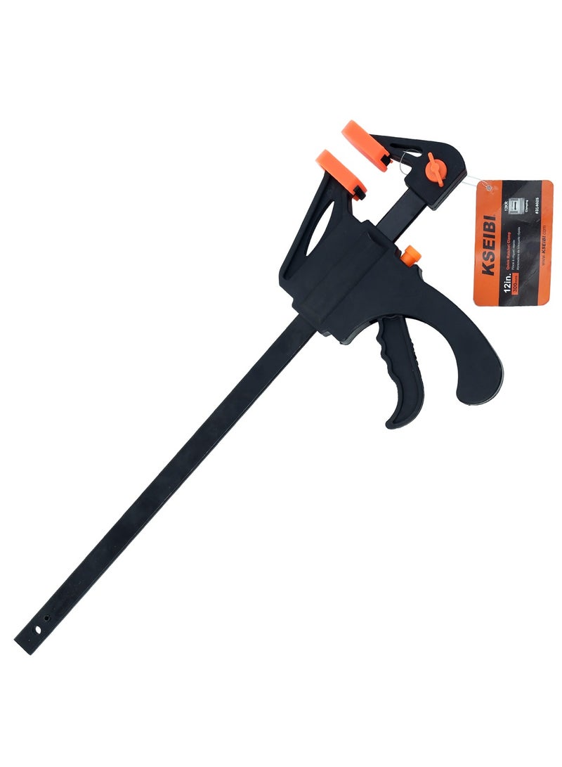 KSEIBI Quick Ratchet Clamp 4" (100mm) – Durable Plastic, Black Finish, Strong Grip, One-Hand Operation 