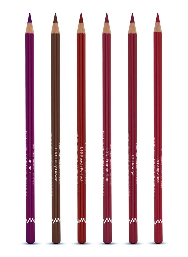 Glam 21 Glam21 Creamy Lip Liners |Set of 6|Long-Lasting Formula|Waterproof & Smudge-Proof|Gliding Application| Comfortable Wear| Long Lasting Lip Pencil | Multicolor (1.8 gm X 6) COMBO-09|Combo Pack Of 6 - Image 1